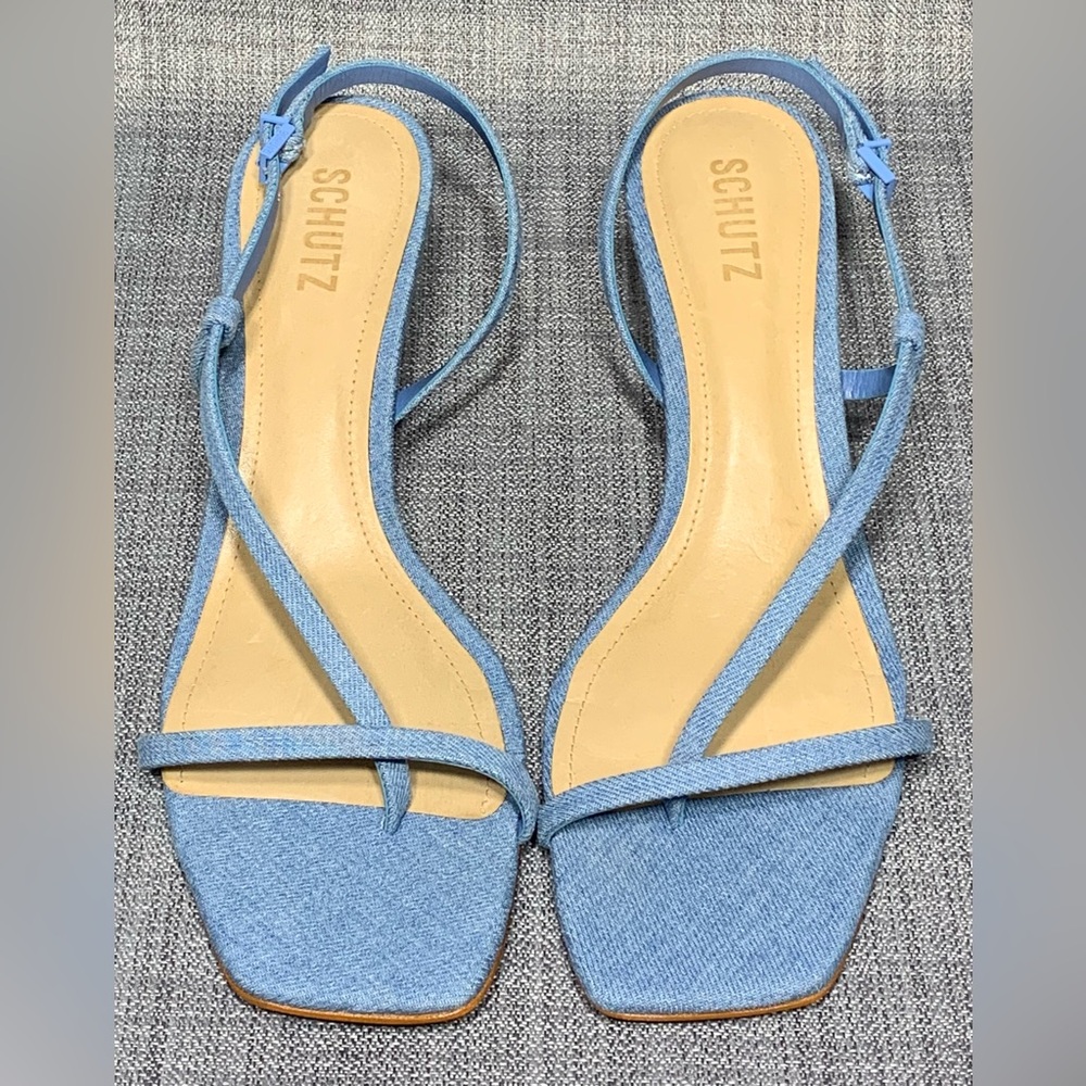 SCHUTZ Heloise Denim Slingback Sandal Azul - Picture 3 of 7
